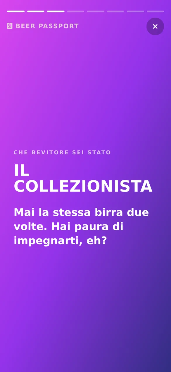 Il recap con il tipo di bevitore